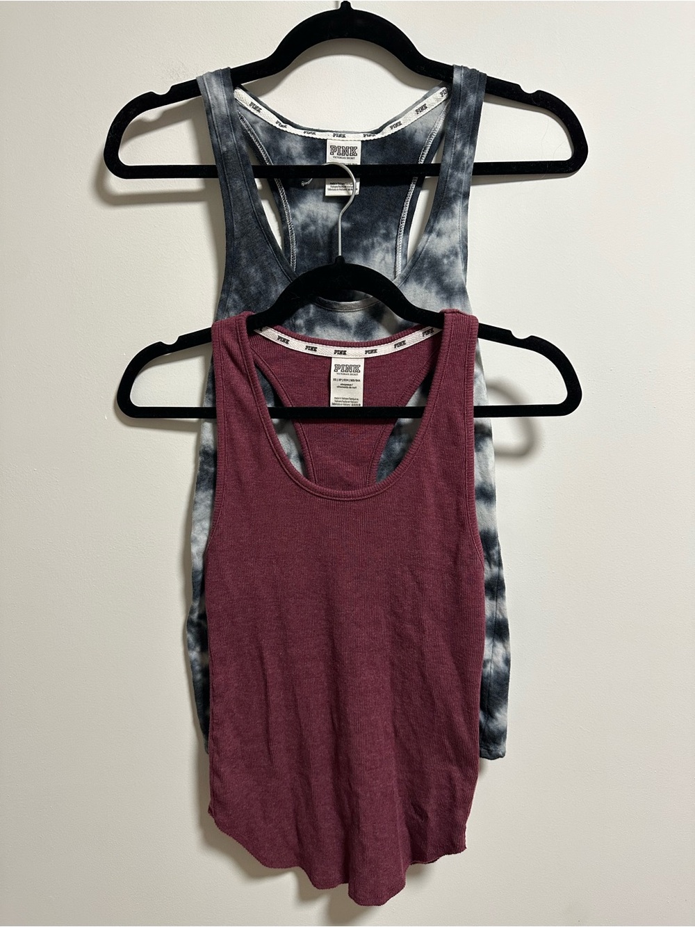 Victoria's Secret PINK Racerback Tank Set - Dark Pink & Black/White Tie-Dye